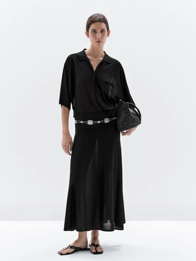 Zara Свитер с короткими рукавами батвинг и воротником польо