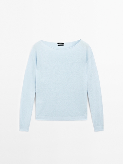 Zara Свитер с лодочным вырезом из 100% льна