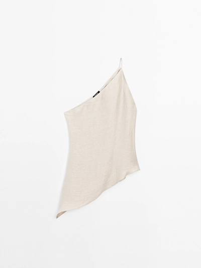 Zara Топ из льняной смеси с асимметричным вырезом