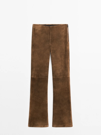 Zara Зауженные замшевые кожаные брюки