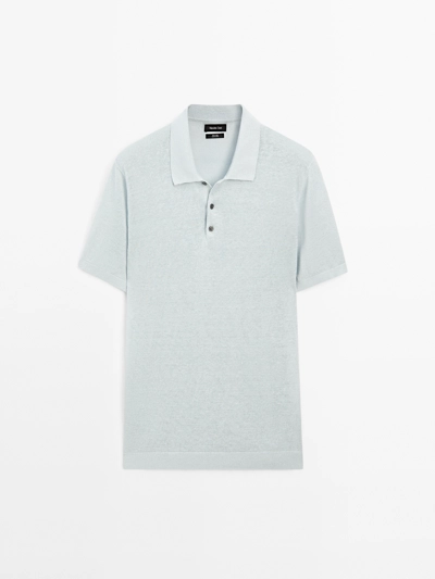 Zara Поло из льна с коротким рукавом