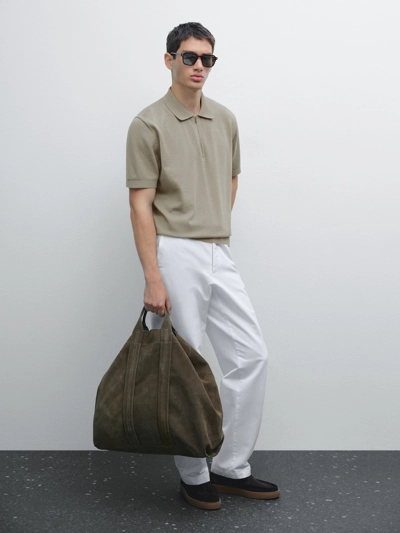 Zara Поло с застежкой-молнией из хлопкового трикотажа