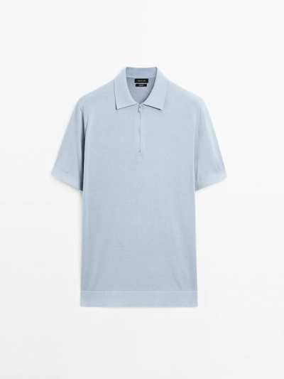 Zara Поло с воротником-стойкой и застежкой-молнией из хлопка