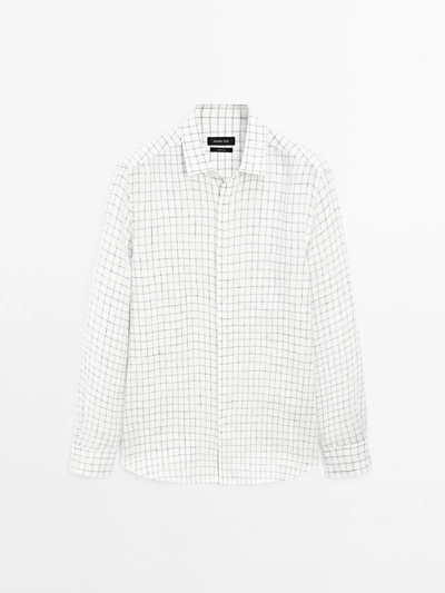 Zara Рубашка в клетку из льна с регулярной посадкой