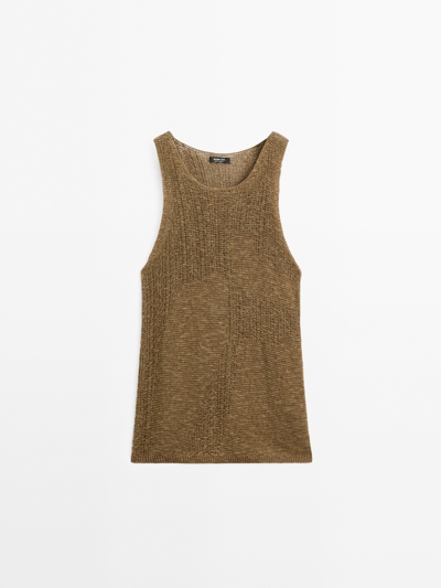 Zara Топ с отделкой из трикотажа на шее