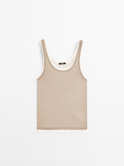 Zara Хлопковая футболка с двойными лямками из 100% хлопка