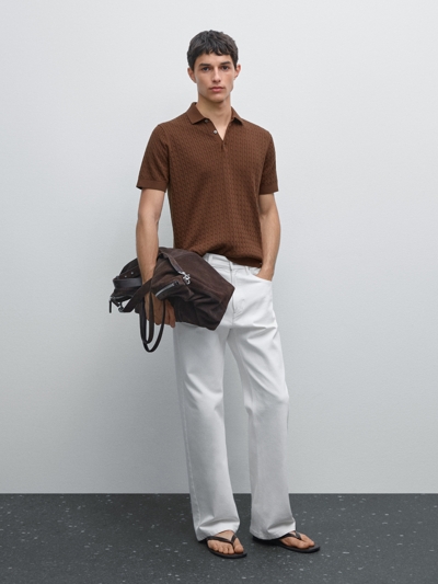 Zara Плетеный вязаный поло-свитер 100% хлопок