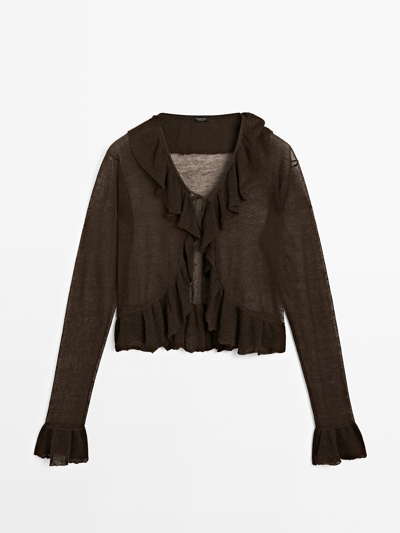 Zara Кардиган с льняным ворсом и оборками