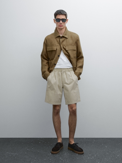 Zara Шорты-бермуды из хлопкового поплина для плотника