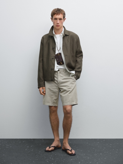 Zara Легкие бермуды из льняно-хлопковой смеси купить с доставкой.
