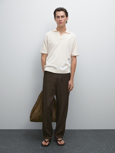 Zara Поло из вязаного материала с контрастными деталями