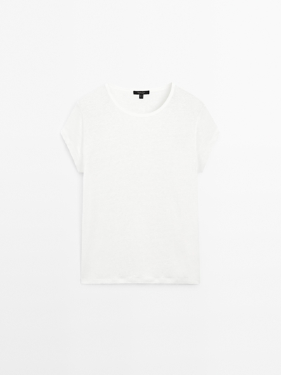 Zara Футболка с коротким рукавом из 100% льна