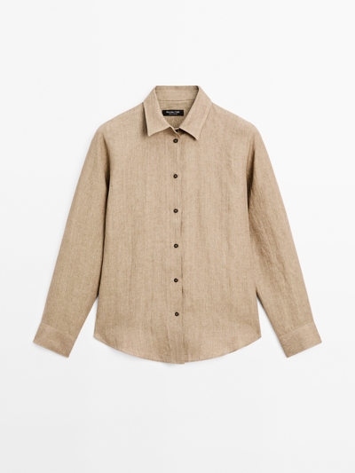 Zara Рубашка из 100% льна в стиле шамбре