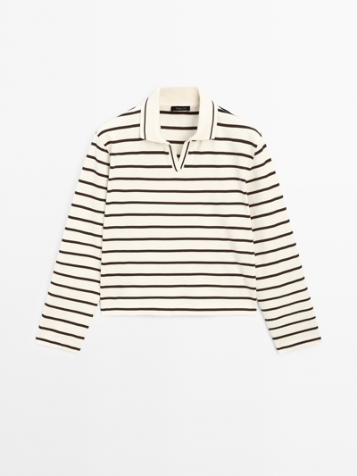 Zara Поло рубашка в полоску из 100% хлопка