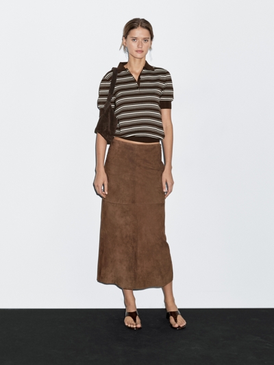 Zara Поло с деталями полосок из 100% хлопка