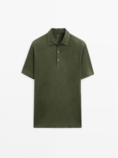 Zara Поло с коротким рукавом из 100% льна