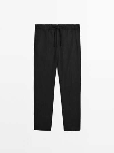 Zara Льняные брюки свободного кроя с манжетами