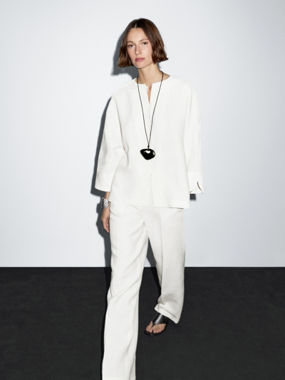 Zara Брюки прямого покроя из 100% льна