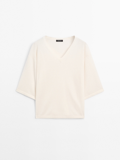 Zara Свитер V-образный вырез из шерстяной смеси