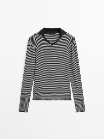 Zara Поло с длинным рукавом в полоску