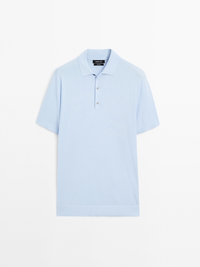 Zara Поло из вязаного хлопкового трикотажа с коротким рукавом