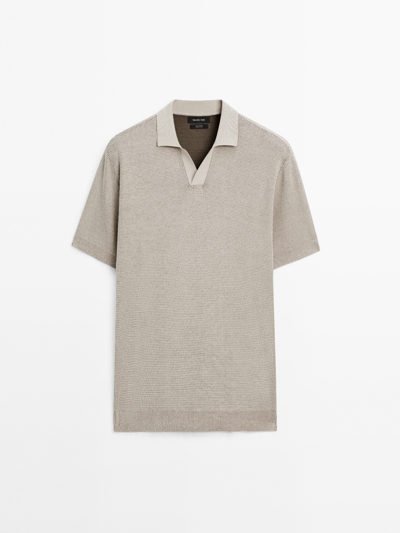 Zara Поло с в-образным воротником структура вязаная