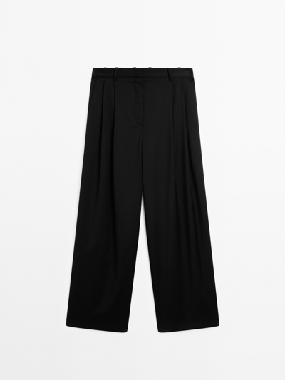 Zara Брюки с мягкими складками из 100% шерсти