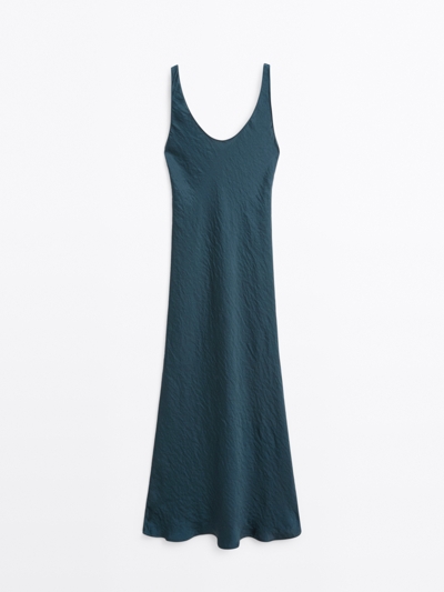 Zara Платье из атласа с круглым вырезом