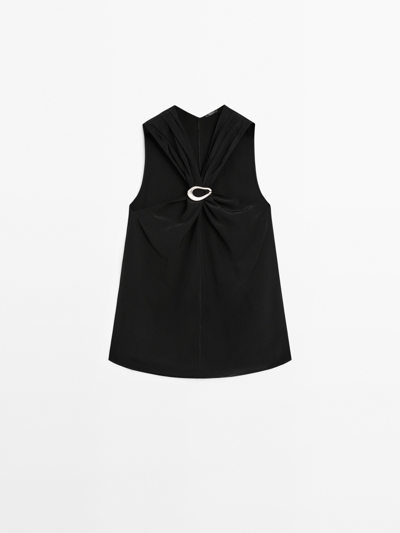 Zara Топ с отстёгивающимся брошью на шее