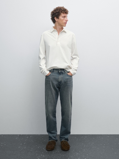 Zara 100% хлопковая майка поло с длинным рукавом