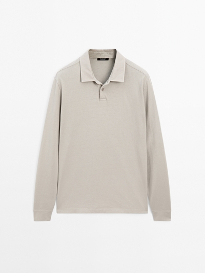 Zara Поло из 100% хлопка с эффектом потёртости