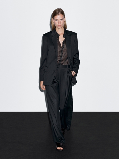 Zara Брюки из 100% шерсти с линией складок