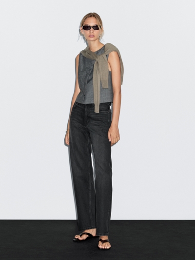 Zara Джинсы с прямыми штанинами и высокой талией