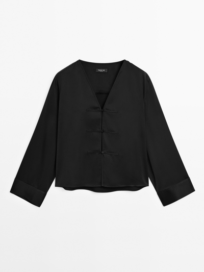 Zara Блузка из атласа с деталями на пуговицах купить с доставкой.