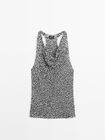 Zara Трикотажный топ с драпировкой и вставками