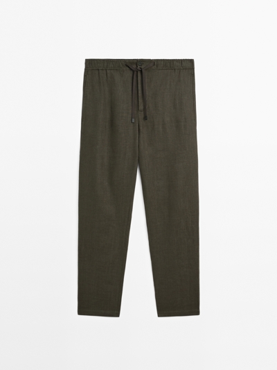 Zara 100% льняные брюки с посадкой джоггер