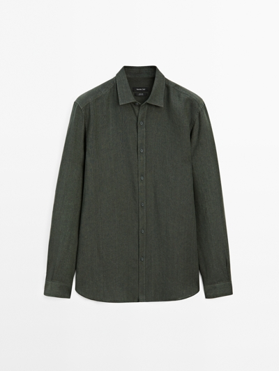 Zara Рубашка из льна с классической посадкой и эффектом потертости