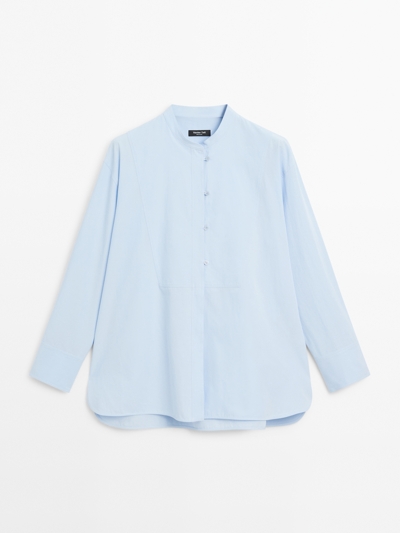 Zara Рубашка с стойким воротником и застежкой на планке