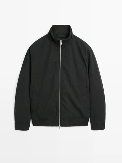 PEACH-EFFECT JACKET WITH ELBOW PATCH DETAILS
