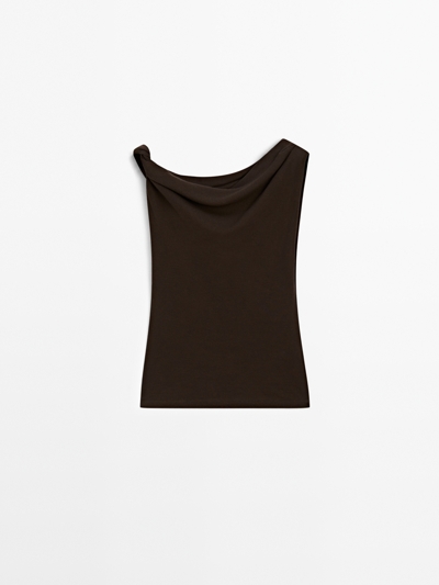 Zara Топ с драпировкой и деталью узла из хлопка