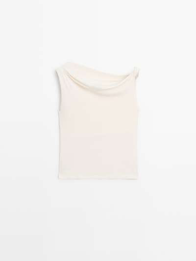 Zara Топ с драпировкой и деталью узла из хлопка