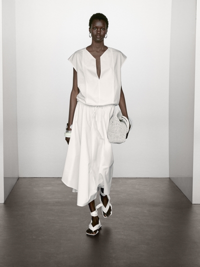 Zara Блузка из хлопка поплин с деталями на резинке