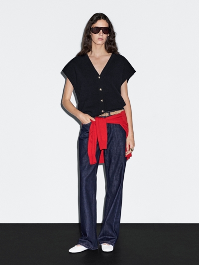 Zara Трикотажный жилет с золотыми пуговицами