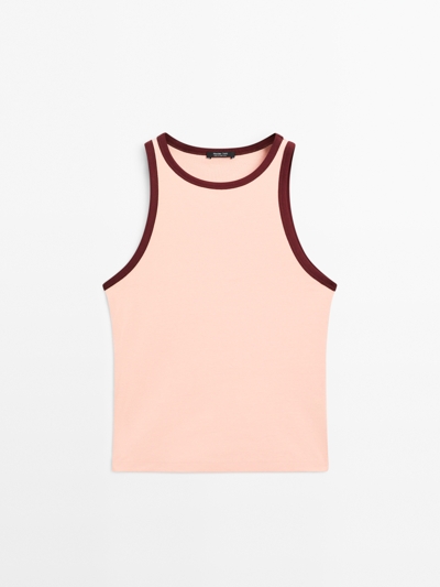 Zara Топ с галстуком из 100% хлопка с контрастными деталями