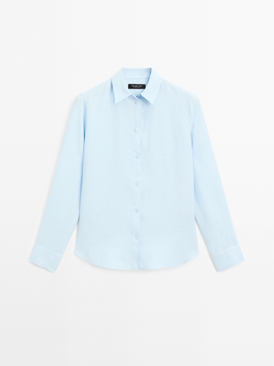 Zara Рубашка из 100% льна с плиссировкой