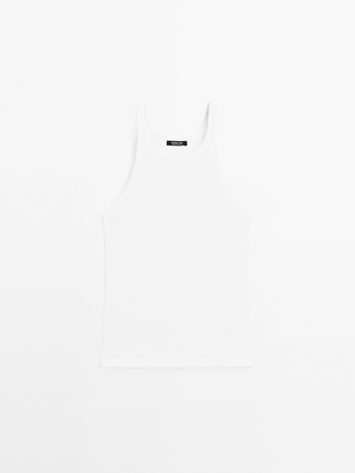 Zara Майка с застежкой на шее из 100% хлопка