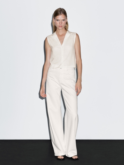 Zara Жилет из вязаного шерстяного микса с укороченным силуэтом