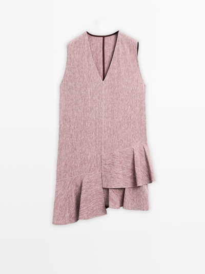 Zara Мини-платье из 100% льна с оборками