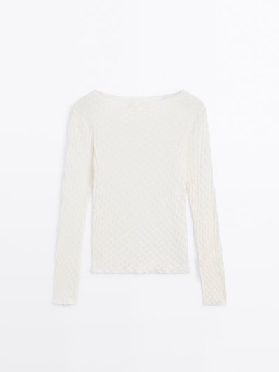 Zara Лонгслив из текстурированного 100% хлопка