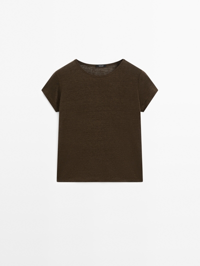 Zara Футболка с коротким рукавом из 100% льна